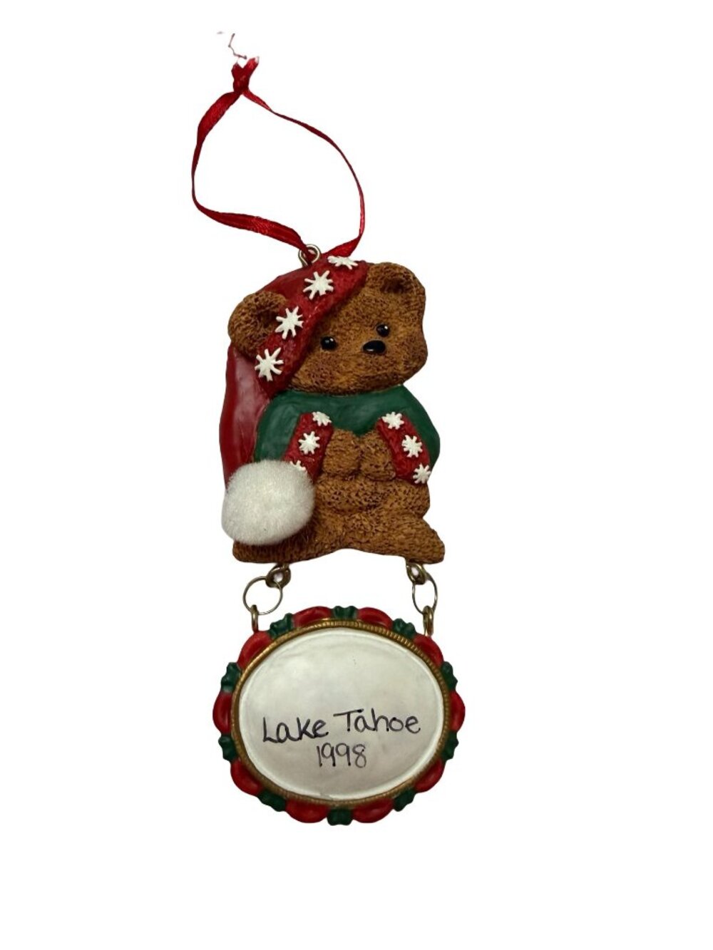 Vintage 1998 Kurt Adler Lake Tahoe Bear Christmas Ornament 5" Souvenir